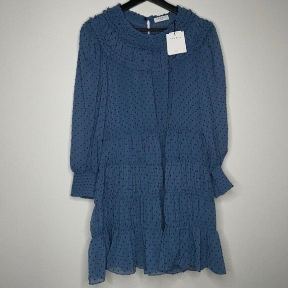 SANDRO Gwen Polka-Dot Ruffled Dress Womens Size 40 US (Large) - Picture 6 of 13